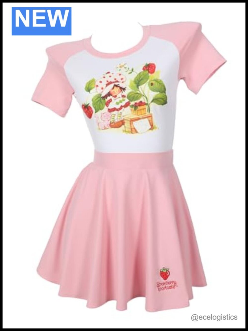 Strawberry Shortcake Womens Bodysuit and Skirt Set Cute Short Sleeve Onesie